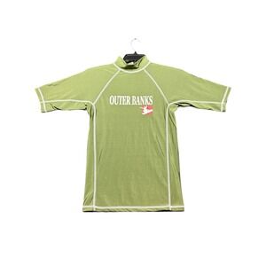 Outer Banks Rash Guard Men Large Olive Green Short Sleeve Surfing